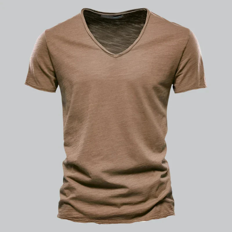 Slim fit cotton v-neck t-Shirt for men