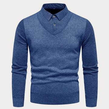 Knitted collar sweater for men