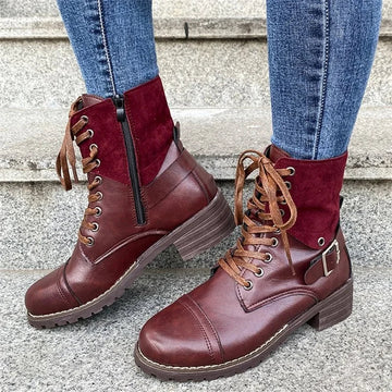 Retro ankle military boots for women