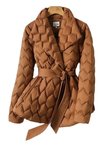 Diamond quilted design puffer jacket for women