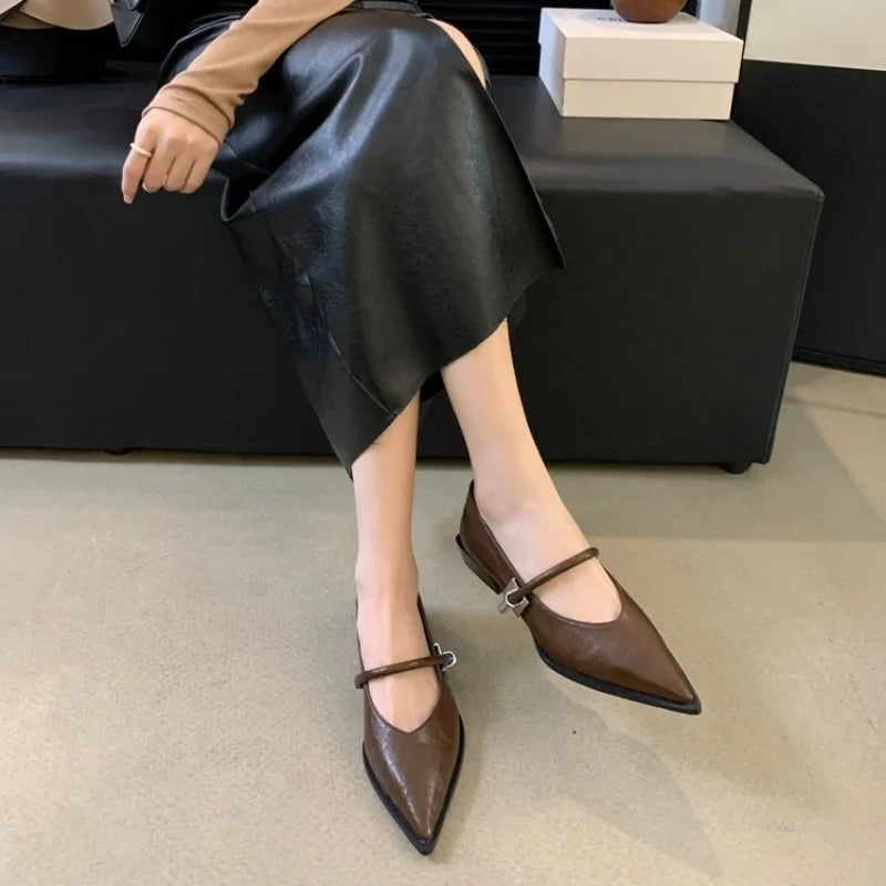 Low heeled pointed shoes for women