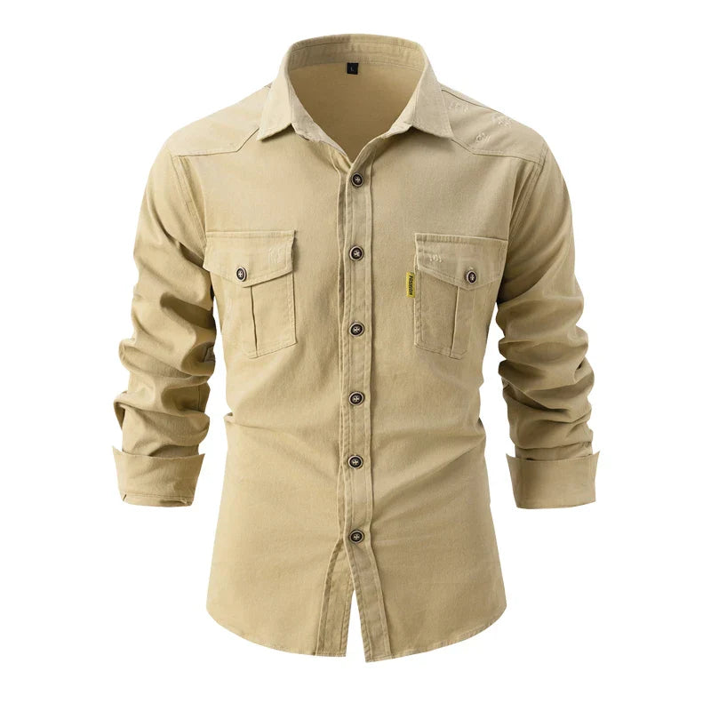 Collard long sleeve button-up shirt for men