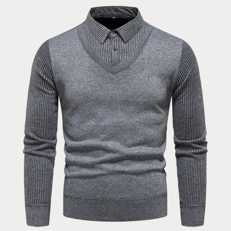 Knitted collar sweater for men