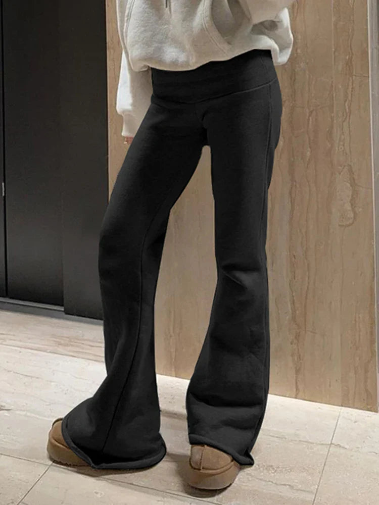 Low waisted flared trousers for women