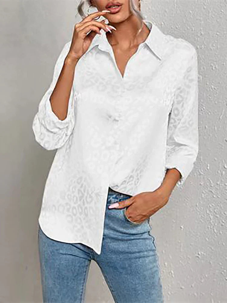 Women's Satin Leopard Print Blouse – Formal & Business Wear