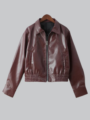 Stylish vintage red leather jacket for women