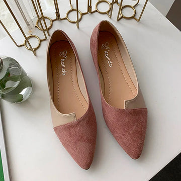 Women's Ballet Flats - Pointed Toe - Faux Suede - Cushioned Insole - Elegant & Versatile