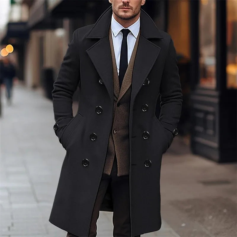 Double-breasted trench coat for men