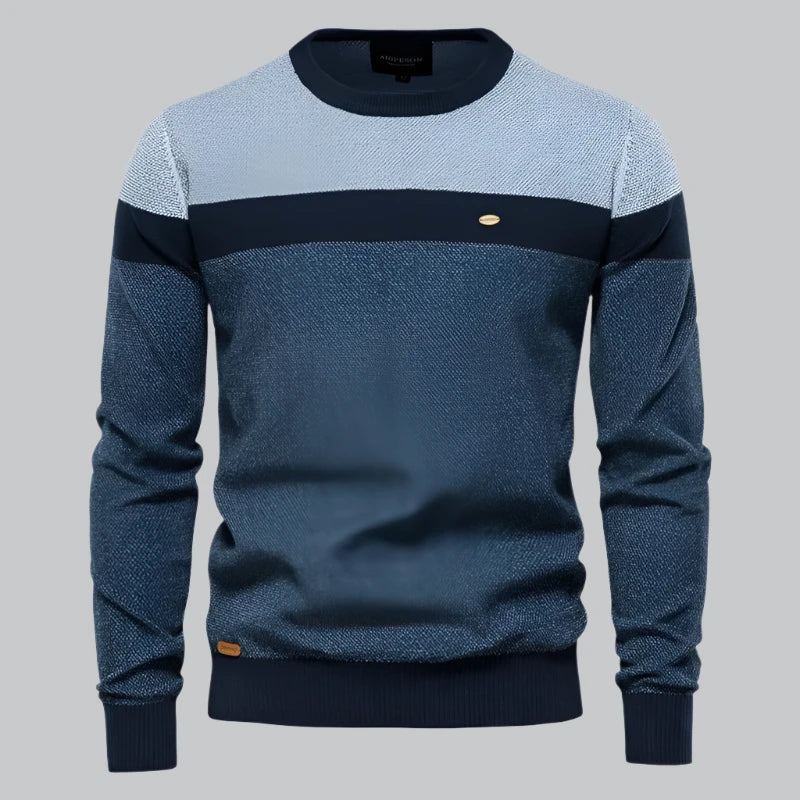 Spliced pull-over knit sweater for men