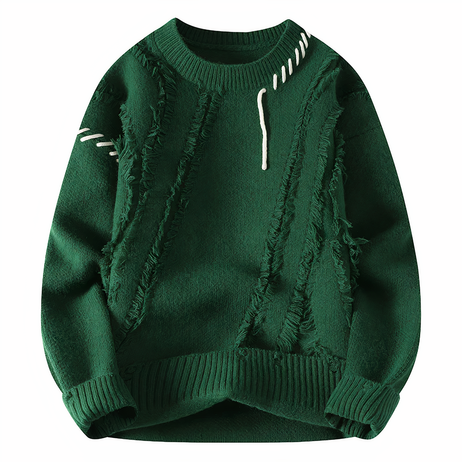 Pull-over ribbed cuffs patchwork sweater for men