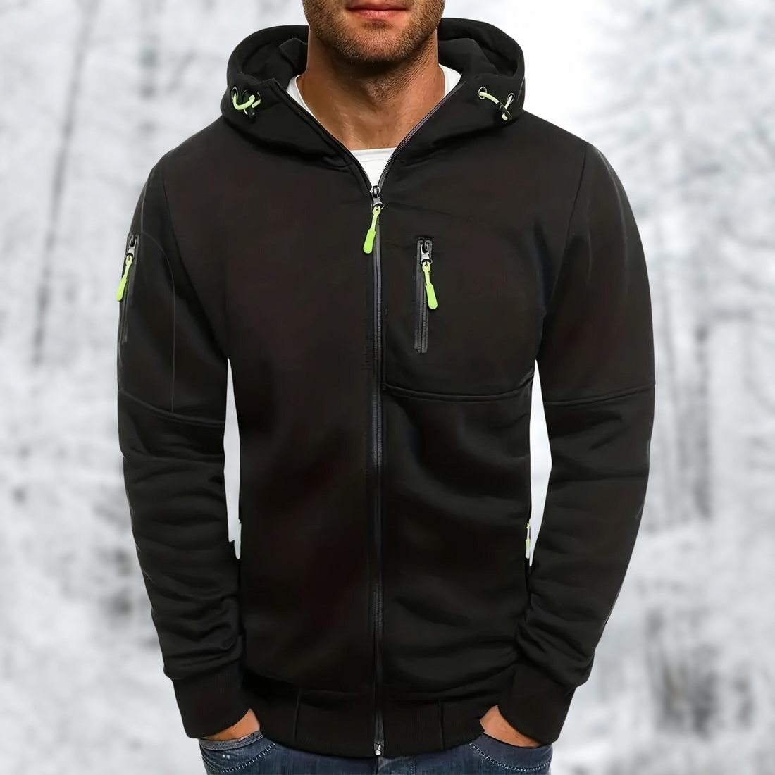 Full zip hoodie outdoor jacket for men