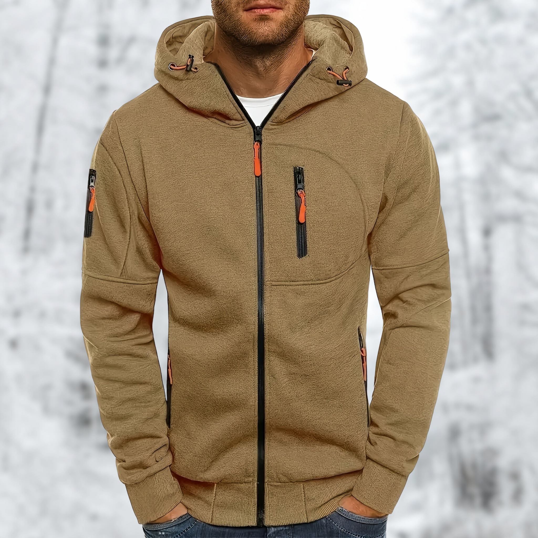 Full zip hoodie outdoor jacket for men