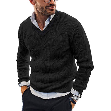 Pull-over knitted v-neck sweater for men