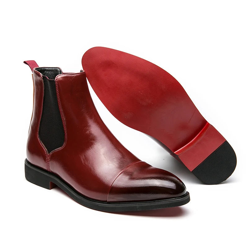 Men’s Leather Chelsea Boots – Slip-On – Cap Toe – Sleek Fit – Ankle Length