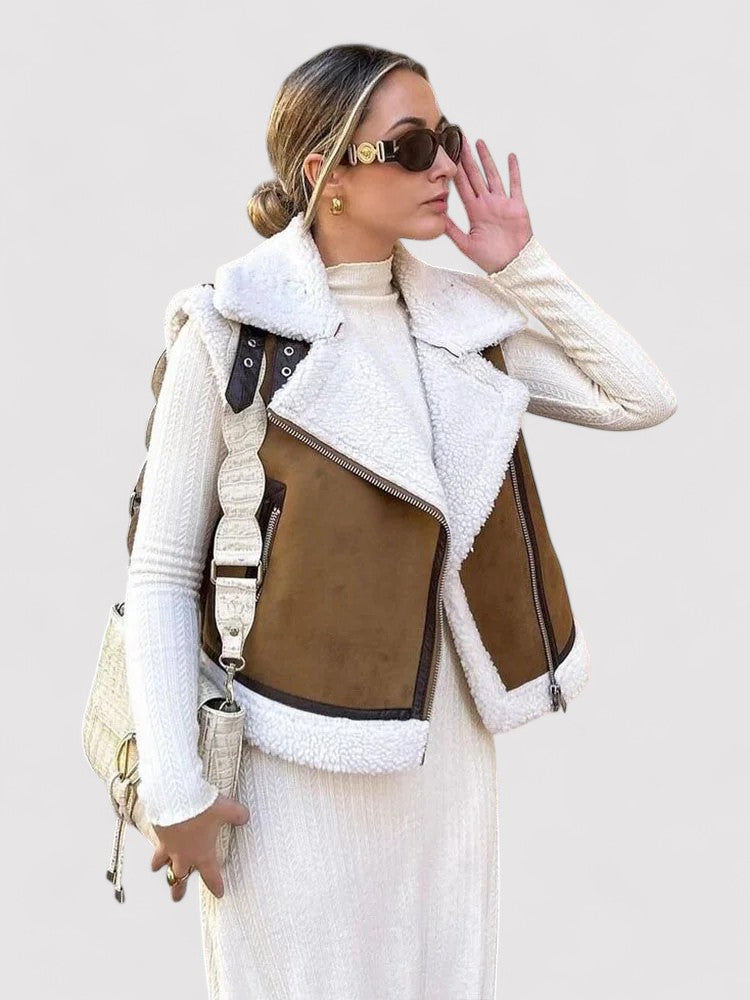 Trendy biker-inspired waistcoat for women