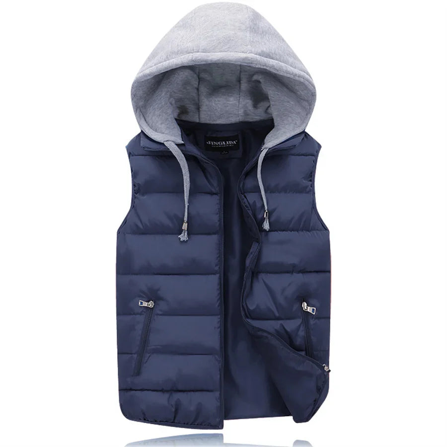 Hooded puffer vest for men