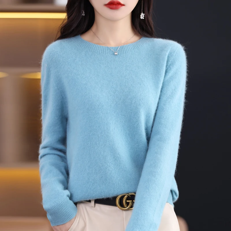 Women’s Pullover Sweater – Wool Knit – Regular Fit – Long Sleeve – Round Neck
