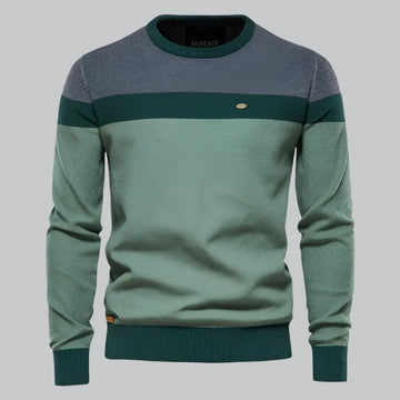 Spliced pull-over knit sweater for men