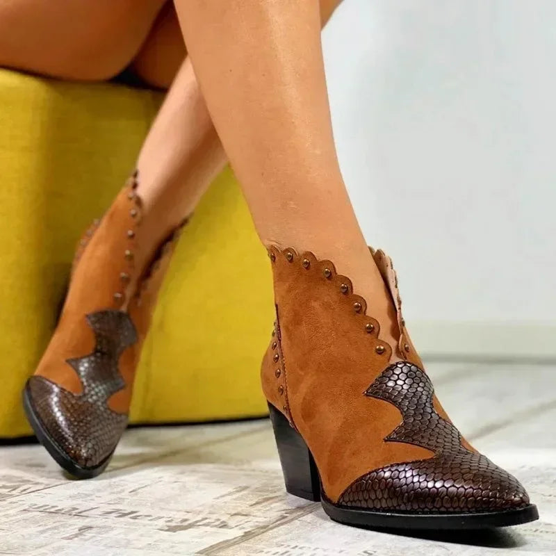 Women's Leather Lace-Up Cowboy Boots
