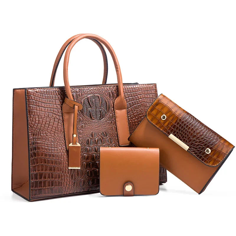 Elegant crocodile handbag set for women