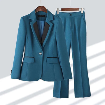 Women’s Blazer and Pants Set – Tailored Fit – Single-Button – Straight-Leg Trousers