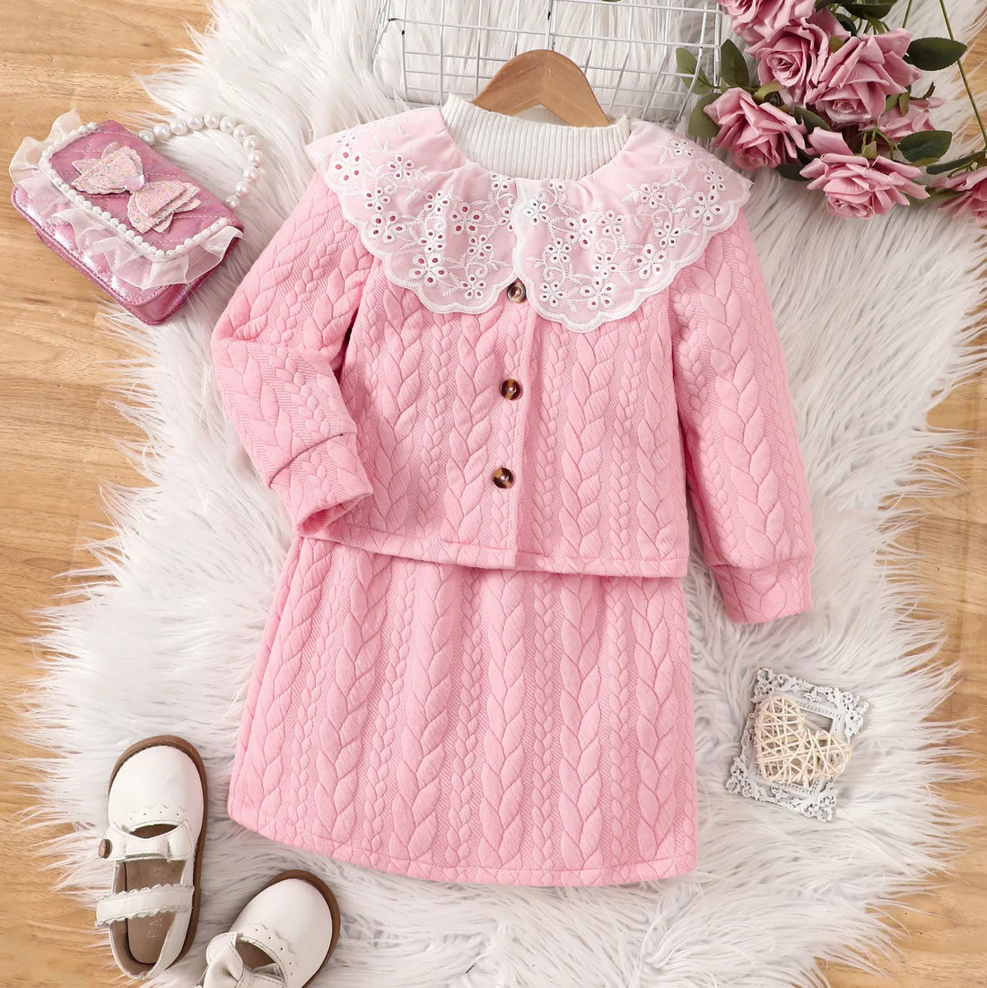 Women’s Two-Piece Quilted Jacket – Tailored Fit – Scalloped Collar – Button Front Layering Piece