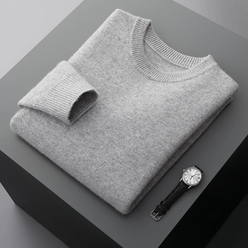 Men’s Wool Sweatshirts – Loose Fit – Round Neck – Ribbed Cuffs – Minimalist Style