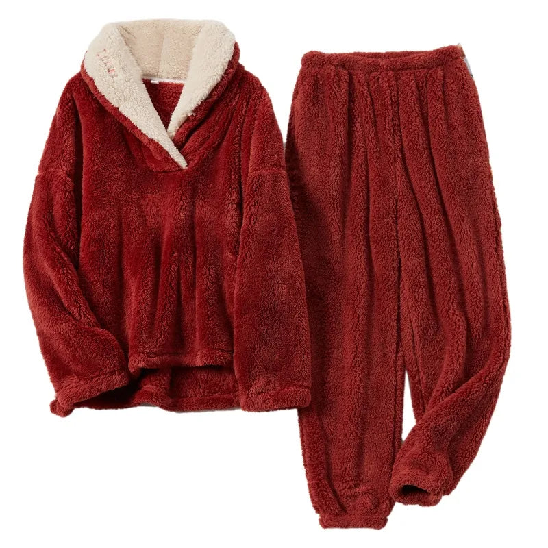 Fluffy night fleece Pajama set for women