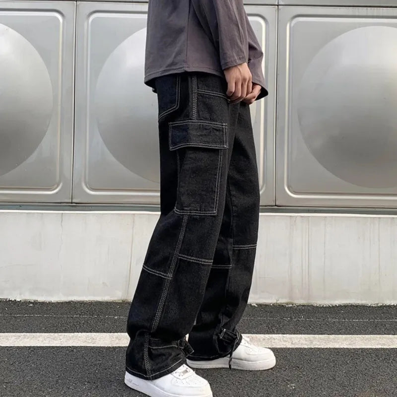Men's Wide-Leg Cargo Jeans | Streetwear Collection