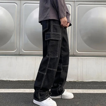 Men's Wide-Leg Cargo Jeans | Streetwear Collection