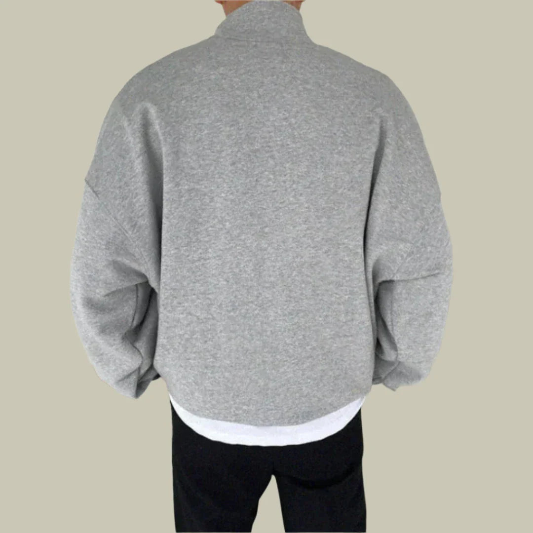 Oversized lapel half-zipper sweatshirt for men