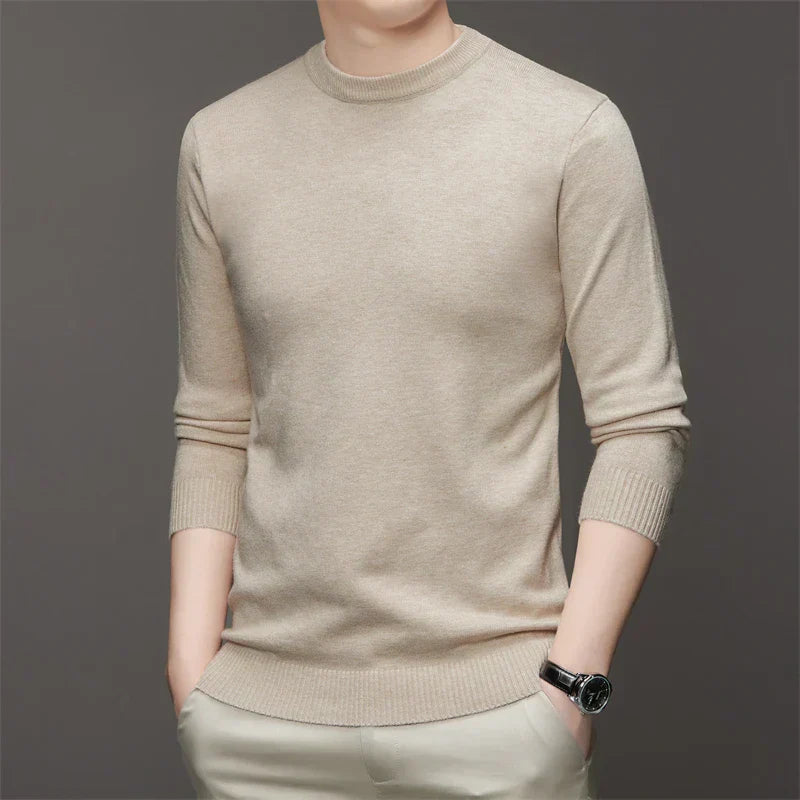 Men’s Pullover Sweater – Slim Fit – Fine Gauge Knit – Crew Neck – Ribbed Trim