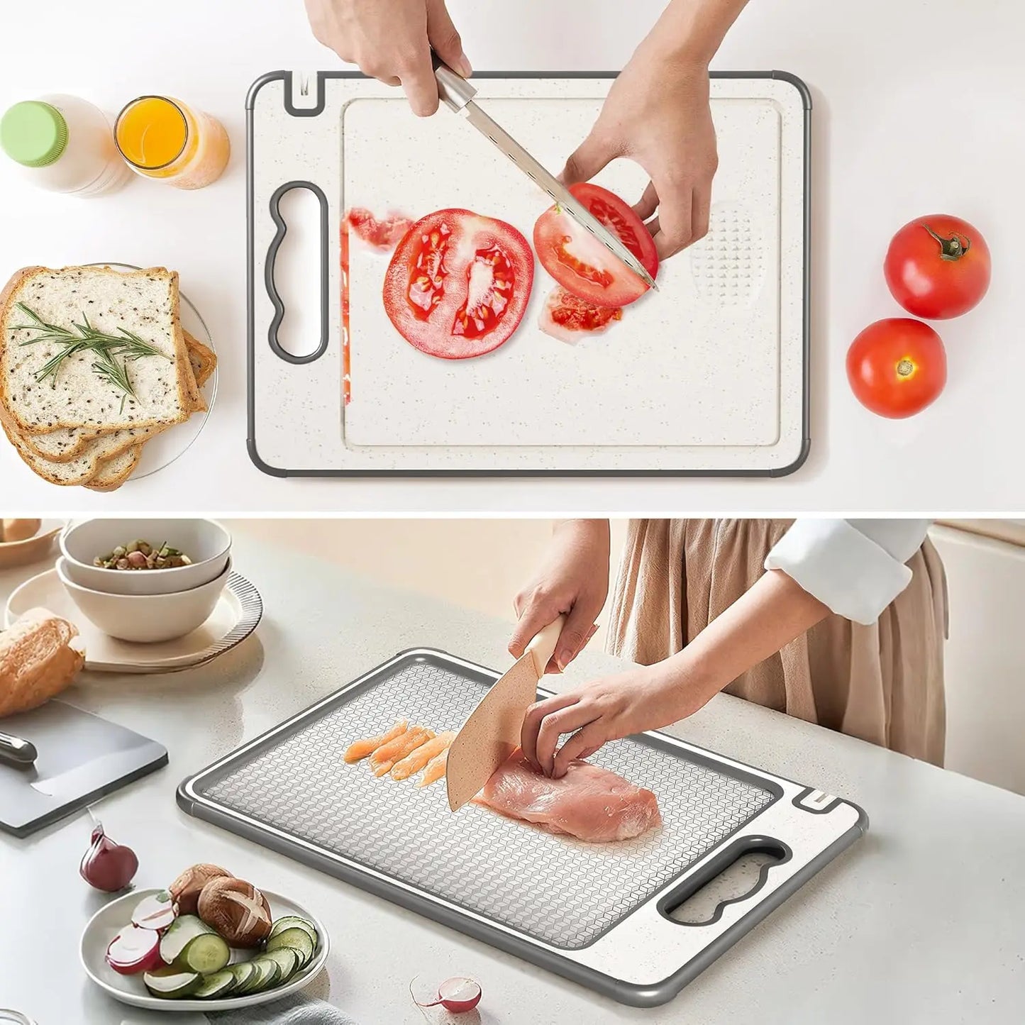 Textured Stainless Steel Reversible Cutting Board