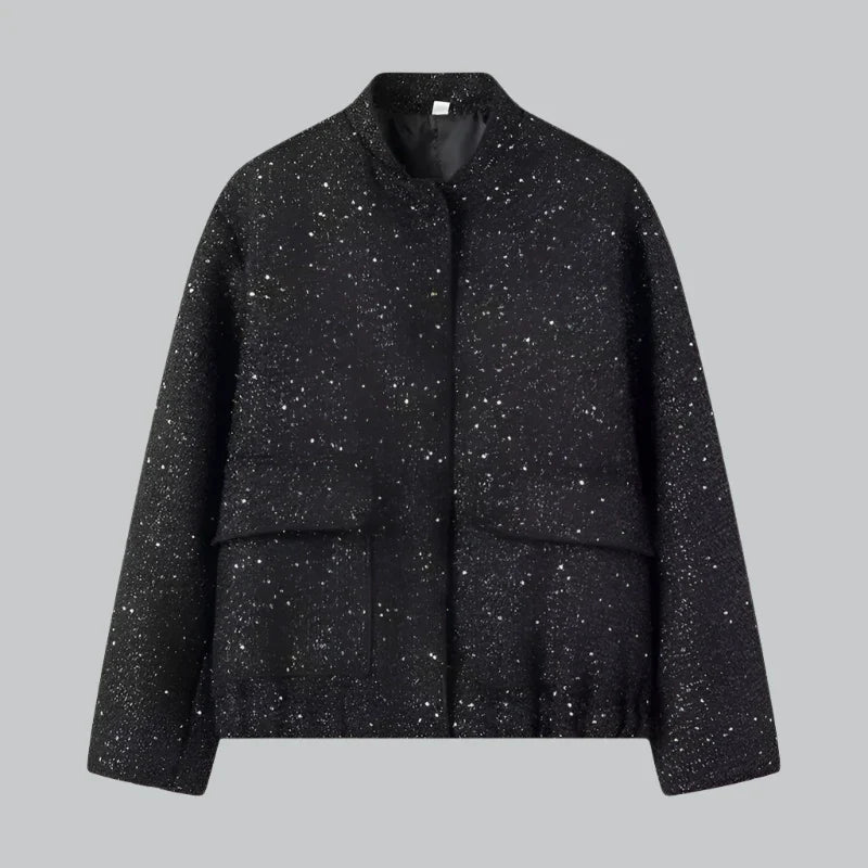 Sequin cropped bomber jacket for women