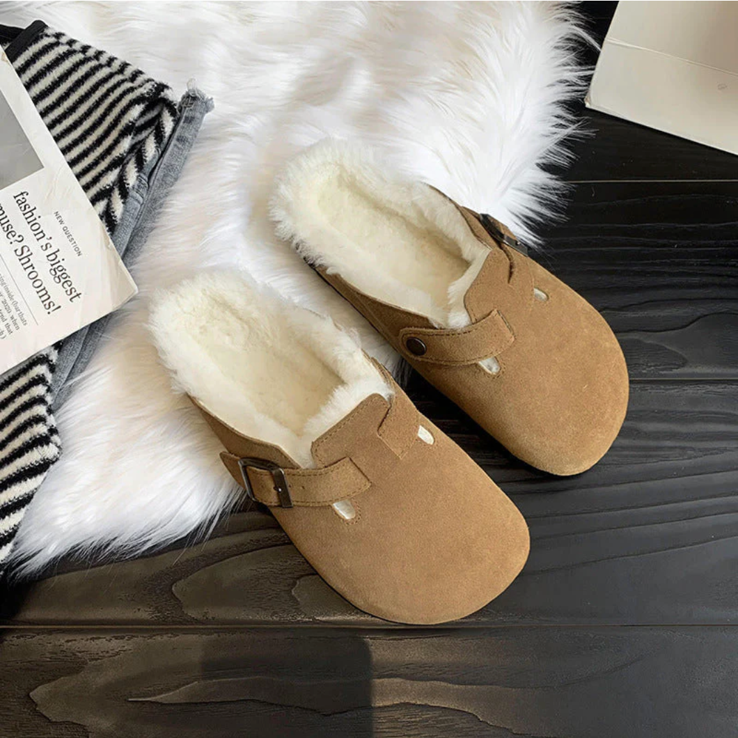 Luna | Suede Slipper Clogs with Adjustable Buckle Strap