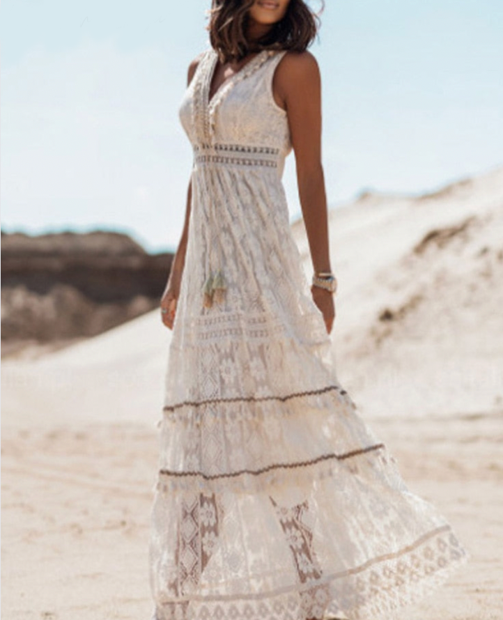 Women's Boho Floral Maxi Dress Cotton Lightweight Flowy