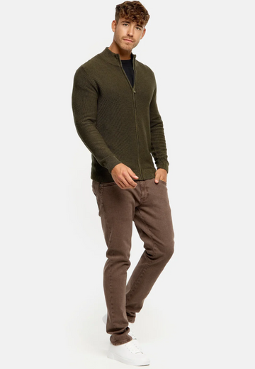 Men’s Knitted Cardigan – Wool Blend – Zip-Up – Mock Neck – Regular Fit – Long Sleeve