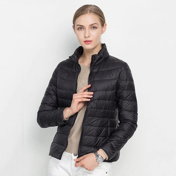 Women’s Down Jacket – Slim Fit – Quilted Insulated – Hip-Length Style