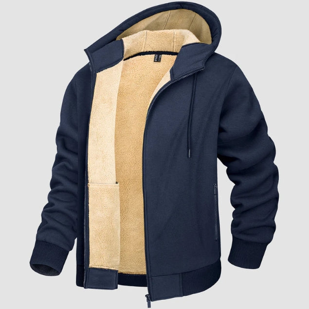 Men’s Hoodie Jacket – Sherpa Lined – Cotton Blend – Full Zip – Relaxed Fit Casual Wear