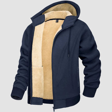 Men’s Hoodie Jacket – Sherpa Lined – Cotton Blend – Full Zip – Relaxed Fit Casual Wear