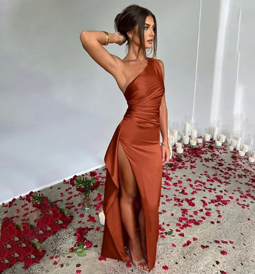 Elegant satin maxi dress for women