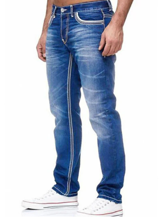 Straight leg denim jeans for men