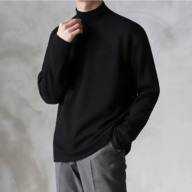 Turtleneck basic pull-over sweater for men