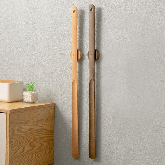 Wood Magnetic Wall Mount Long Handle Shoehorn