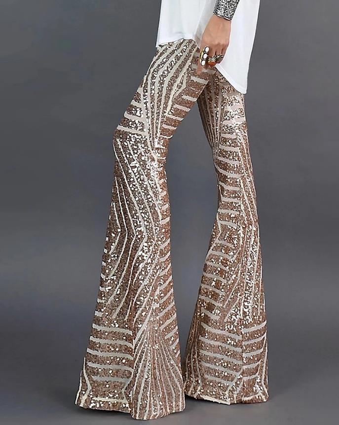 Sequin sparkle flared pants for women