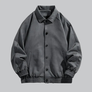 Men’s Bomber Jacket – Vintage Oversized Fit – Button-Up – Ribbed Hem
