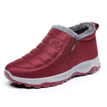 Women’s Ankle Boots – Waterproof Quilted Slip-On – Faux Fur Lined – Rubber Sole