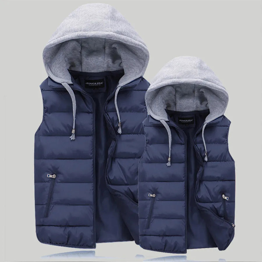 Hooded puffer vest for men