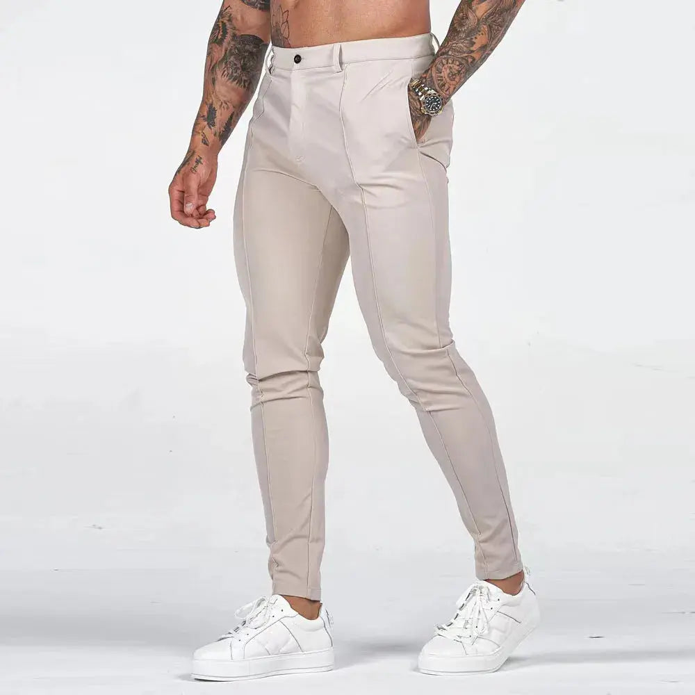 Tight-fitting zippered trousers for men