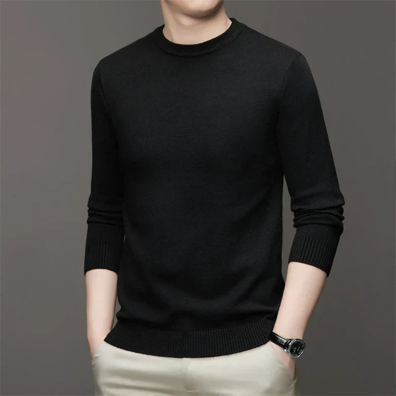 Men’s Pullover Sweater – Slim Fit – Fine Gauge Knit – Crew Neck – Ribbed Trim